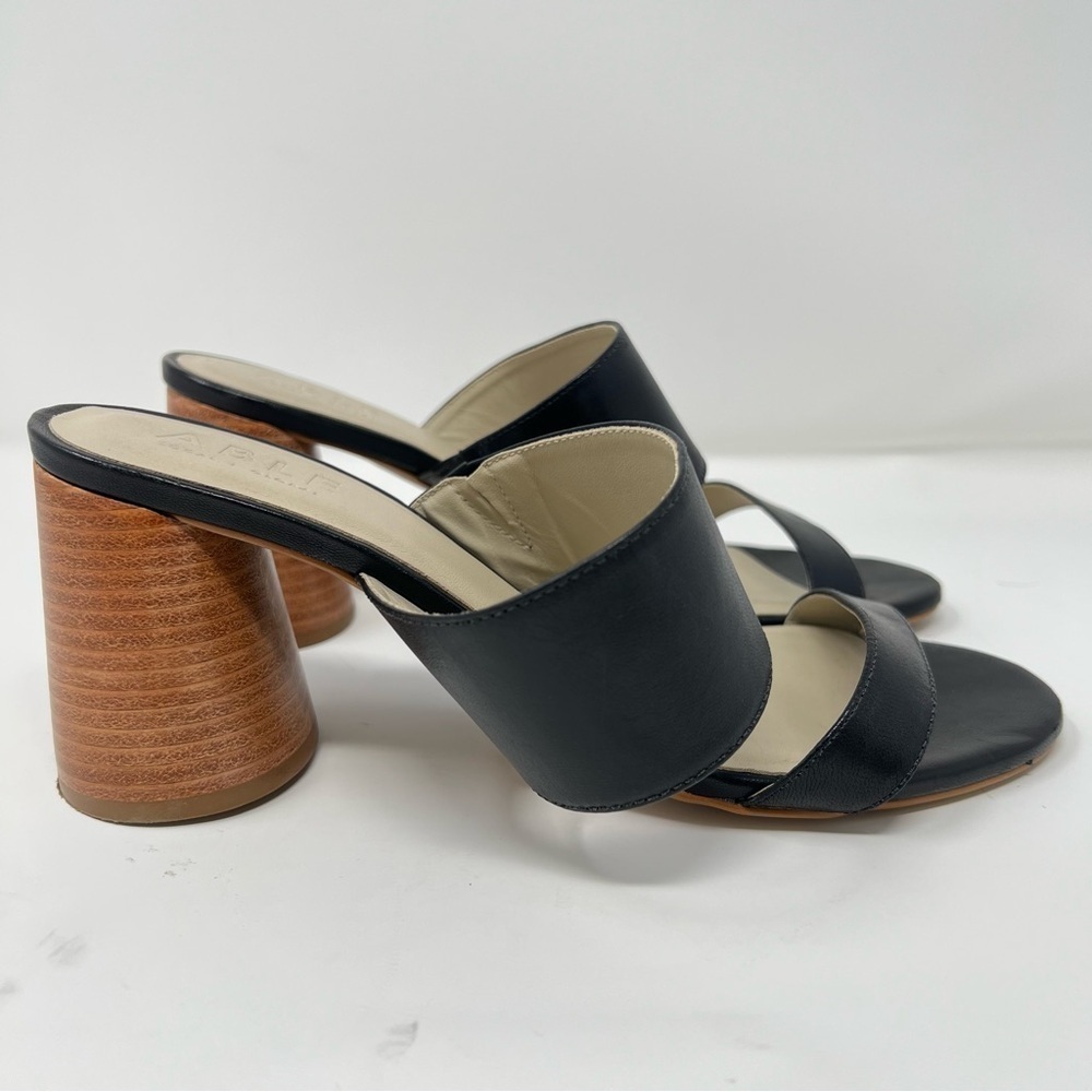 Black Leather Women's Sandals - Picture 2 of 9